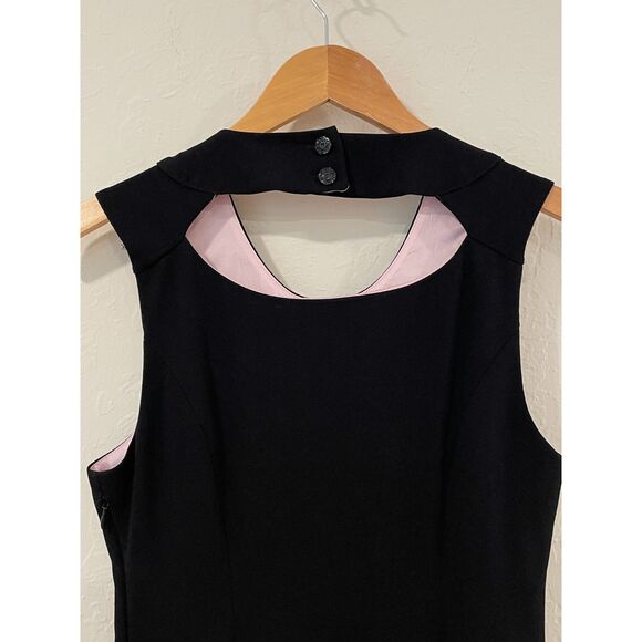 ~ Anthropologie 00 Cocktail Mini Dress Black Cutout Collar Lined Sleeveless XS - Picture 4 of 15